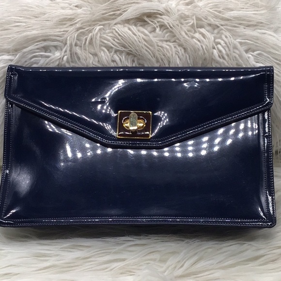 🌼3/$13🌼BUNDLE DEAL! Navy Blue Patent Clutch/Shoulder Bag - Picture 3 of 10